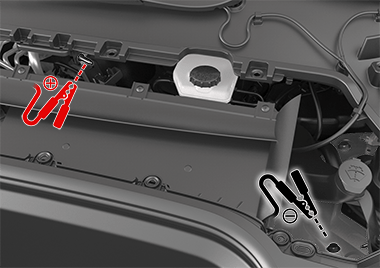 低压电源负极电缆连接到负极接线柱。